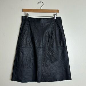 Worth New York ladies black 100% leather lined skirt size 10